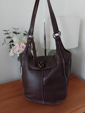 Clarks Chocolate Brown Leather Slouch  Bucket Bag in Very Good Condition