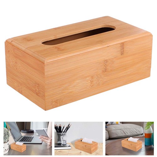 Square wooden tissue hanky - wooden, box