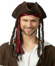 Deluxe Pirate Hat with Dreadlocks Halloween Fancy Dress Costume Captain Jack UK