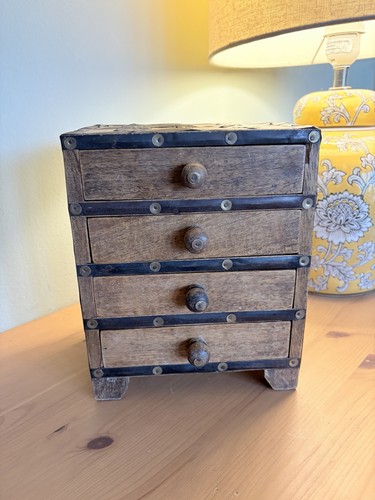 Vintage wooden miniature chest - wooden,