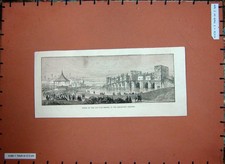 Original Old Antique Print Model Tyne Bridge Exhibition Grounds Lake C1880 19th