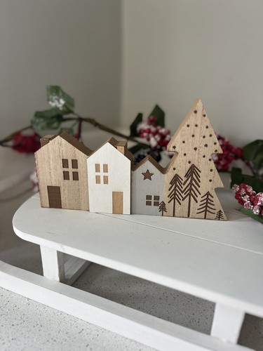 Christmas wooden houses trees - houses,