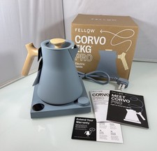 Fellow Corvo EKG Pro Electric Water Tea Kettle, Hazy Blue with Maple Wood Handle
