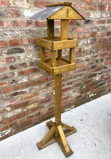 Wooden Bird Table Garden Multi Bird Feeder Slate Roof Two Tiered Tables