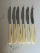 6 X Vintage Atlas  Faux Bone Handle table Butter Knives Not Boxed Cutlery 23.3cm