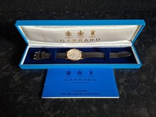 Vintage Mens Luxury Garrard 9ct Gold Dress Watch + Certificate and Box Xmas Gift