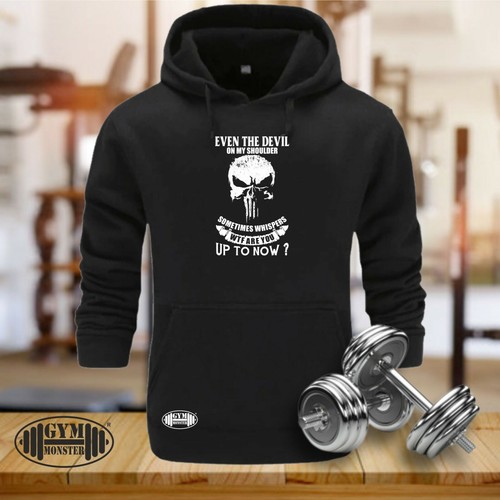 Evil skull hoodie gym clothing - hoodie,