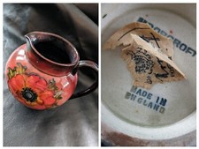 A Moorcroft Anemone Flower Arts & Crafts Pottery Pitcher Jug Red Flambe 4 Inch