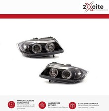 BMW 3 Series E90 & E91 2005-2008 4 Door Black Pair Angel Eye LED Halo Headlights