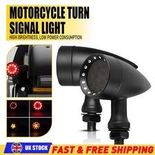 2PCS Motorcycle Black Amber Red LED Turn Signal Light Bullet Brake Blinker UK