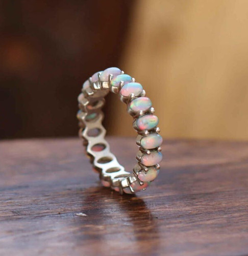 Fire opal eternity ring 925 - opal,