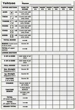 Reusable Yahtzee Score Sheets