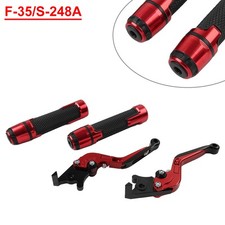 CNC Brake Clutch Levers Handlebar Grips Sets For Suzuki GSXR600/GSXR750 Red