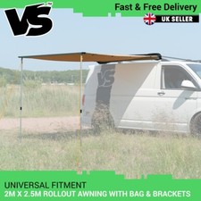 VANSTYLE 2M X 2.5M SIDE AWNING BAGGED + BRACKETS FOR T SLOT ROOF CROSS BARS