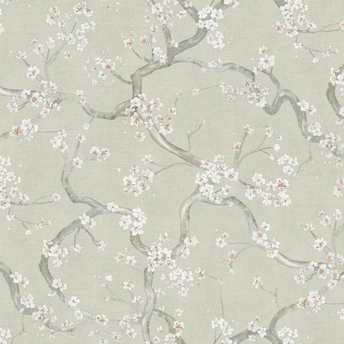 Green floral wallpaper cherry - floral,