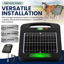 Solar Powered Electric Fence Charger 5 Km 0.25 Joules Output (9-11KV) Electric