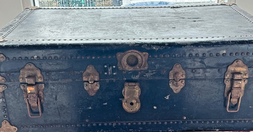 Antique steamer trunk with - trunk,