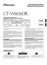 Pioneer CT-W806DR Twin Cassette Tape Player Operating Instructions  USER MANUAL