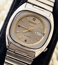 Vintage Seiko 5 Automatic 6309 Men’s Watch Silver Case Two Tone Dial Japan