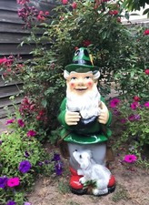 Garden gnome Hunter with horn-large size