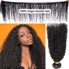 Brazilian Virgin Human Hair Extensions Thick Sew in Bundle Weave Weft Curly Wavy