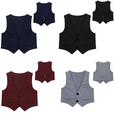 Kids Vest for Boys Formal Suit Vest 2 Buttons Single Breasted Wedding Waistcoat