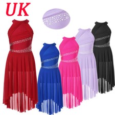 UK Girls Dance Dress Latin Dancewear Contemporary Leotard Ballet Skirt Rumba