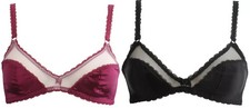 AGENT PROVOCATEUR BLACK OR PLUM KITTY SILK SHEER LACE BRA BRALETTE BNWT £49