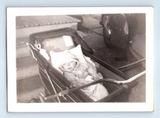 Old Vintage Photo BABY IN STROLLER CARRIAGE PRAM FOUND PHOTOGRAPH SNAPSHOT
