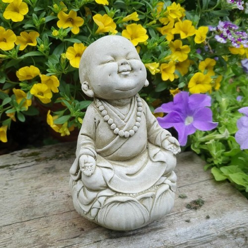 Zen monk stone statue - monk,