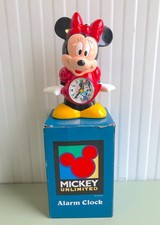 VINTAGE GENUINE DISNEY MINNIE MOUSE MUSICAL ALARM CLOCK DEADSTOCK VERY RARE!!!
