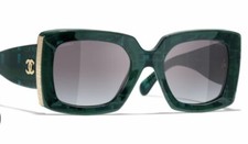 CHANEL® Rectangle Ladies Sunglasses 5435-A c. 1666/S6 53022 140 3N Green /Gold