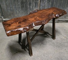 Antique Vintage Rustic Elm Plank Coffee Table