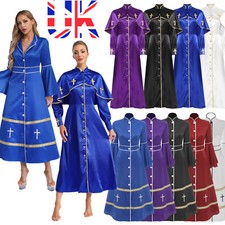 UK Women Metallic Trim Clergy Church Minister Pulpit Liturgical Clergy Maxi Robe