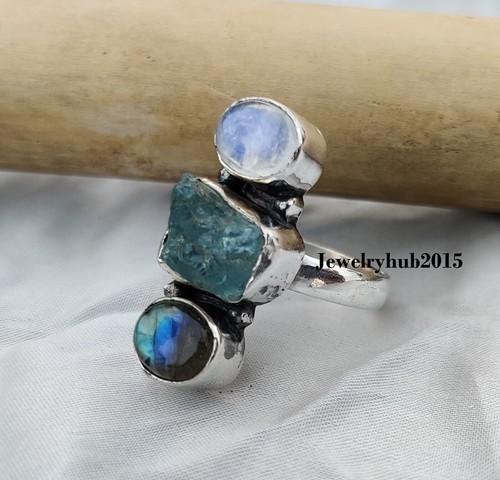 Raw aquamarine ring 925 - raw,