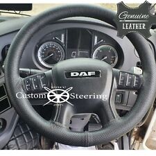 FOR DAF LF TRUCK BLACK PERFORATED ITALIAN LEATHER STEERING WHEEL COVER 2001-2015