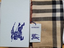 Burberry Reversible Check Light Weight Wool & Silk Scarf New in box.