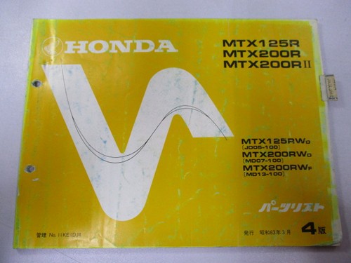 Honda mtx125r mtx200r parts - ii,