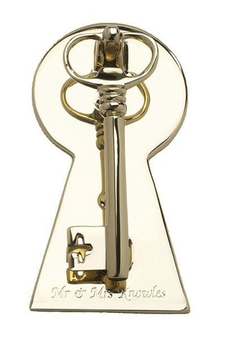 Solid brass key door - key, knocker
