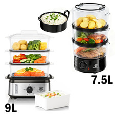 SUPERLEX 7.5-9L Food Steamer Veg Meat Steam Slow Cooker Multi-cooker &Rice Bowl