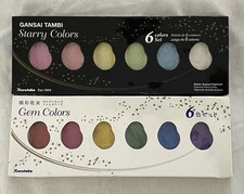 2 x Kuretake Zig Gansai Tambi Starry & Gem Colours Watercolour Paint Set Bundle