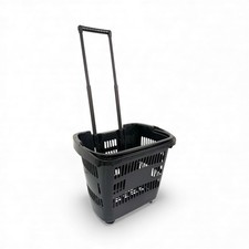 34L Black Trolley Basket w/