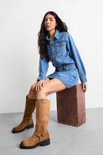 Faith Tan Biker Boots Womens