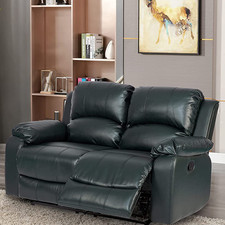 RECLINER LAZY BOY BLACK SOFA SUITES SETTEE TWO 2 SEATER FAUX LEATHER