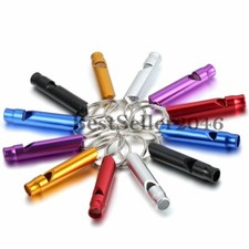 12PCS Long Mini Survival Emergency Whistles Keychain Key Rings Camping Hiking