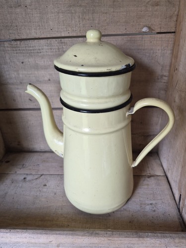 Vintage french yellow enamel - yellow,