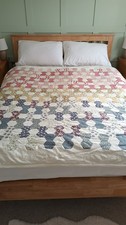 Handmade Patchwork Quilt. Double Bed Size. Floral Design Using Tilda Fabric