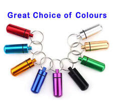 Metal Pill Drug Box Storage Stash Keyring. Pack of 3 tubs.  Great Colour Choice