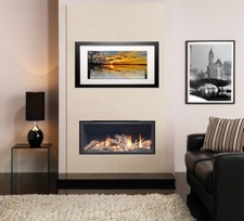 GAS FIRE VOLA SERIES 800 BLACK WALL INSET REMOTE CONTROL GLASS FRONTED BNIB
