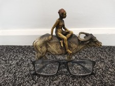 Franze Bergman Cold Painted Bronze Slave Worker Boy Arab Indian On A Sacred Cow